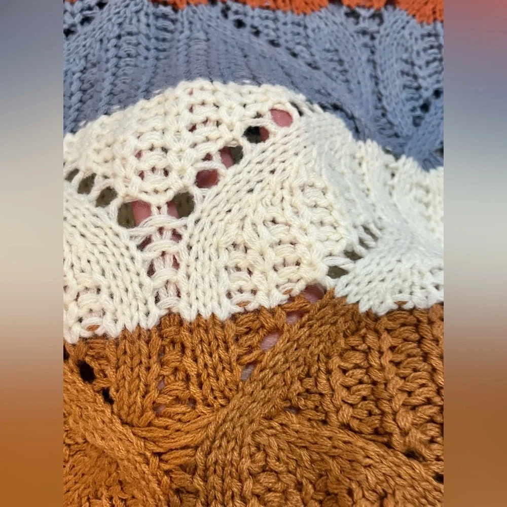 Hem & Thread Striped Multicolor Women's Fall Autumn Cozy Sweater Size Large - Picture 10 of 16